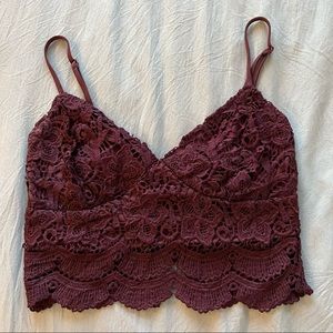 Pacsun lace maroon crop top